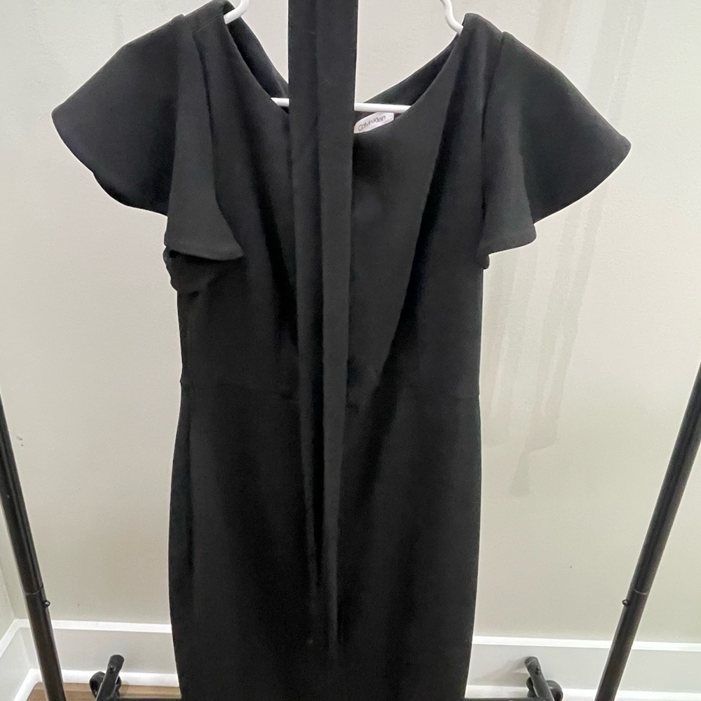 Calvin Klein Black Cocktail Dress Size 8 Elegant Knee Length